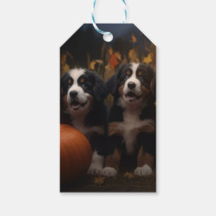 Berner Sennenhund-Welpe Herbstfreude Kürbis Geschenkanhänger