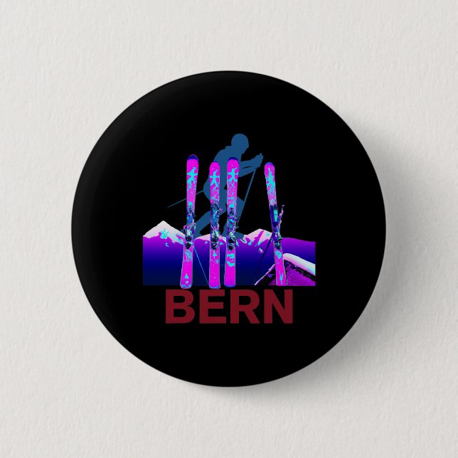 Berner Skifahren und Snowboarden Retro 90er Berner Button (Vorderseite)