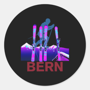 Berner Skifahren und Snowboarden Retro 90er Berner Runder Aufkleber