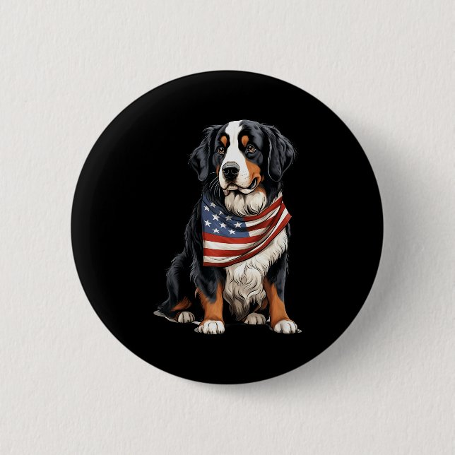 Berner Us Flag Bernese Mountain Dog Owner Mom Dad  Button (Vorderseite)
