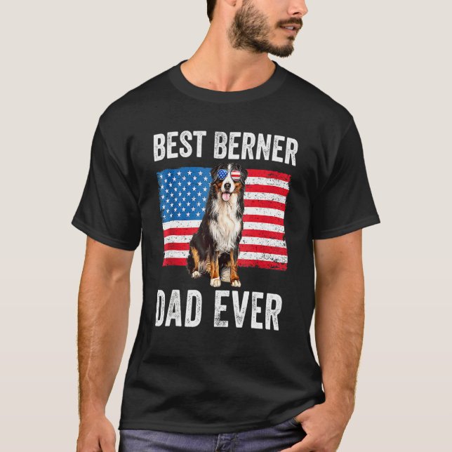 Berner Vater American Flag Dog Eigentümer Bernese  T-Shirt (Vorderseite)
