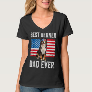 Berner Vater American Flag Dog Eigentümer Bernese  T-Shirt