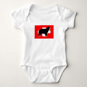 Bernerscher-Hirtenhund-Silhouette auf Flagge Rost Baby Strampler