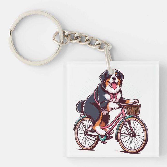 Bernese Dog Biker, Bernese Cruiser Bike Adventure Schlüsselanhänger (Vorderseite)