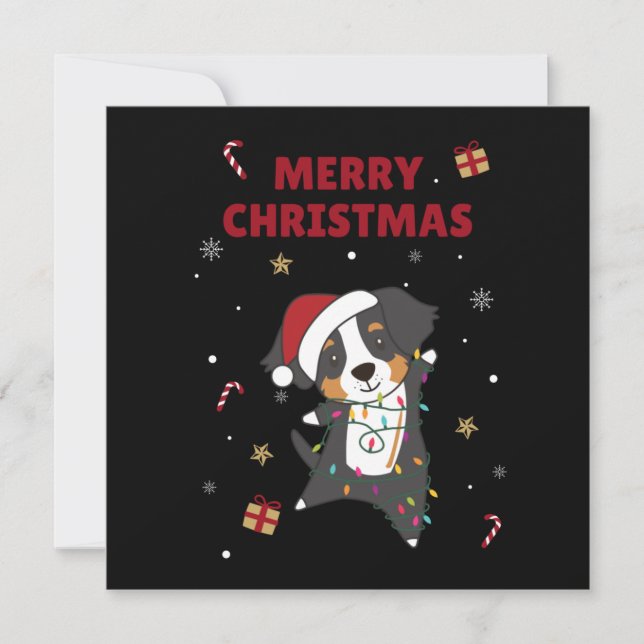Bernese Frory Christmas Happy Christmas Hunde Invi Einladung (Vorderseite)