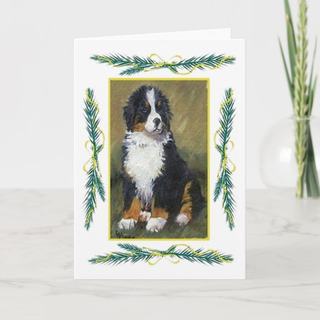 Bernese Gebirgshunderaum-Weihnachtskarte Feiertagskarte (Vorderseite)