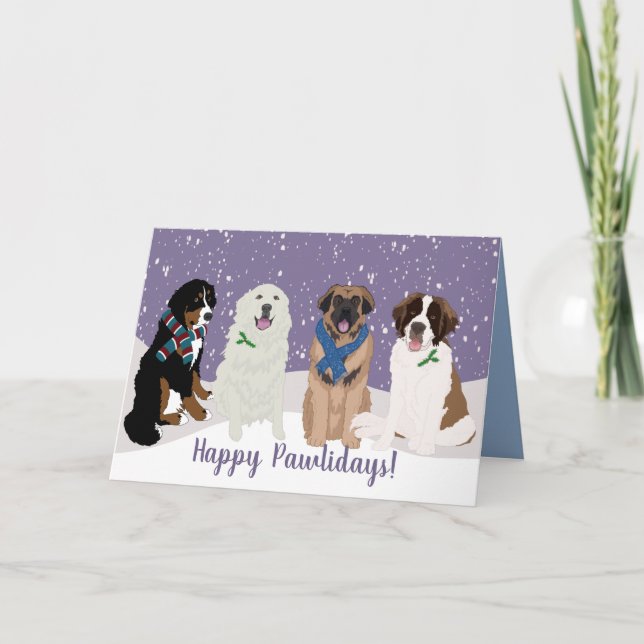 Bernese Leonberger Pyrenees St Bernard Weihnachten Karte (Vorderseite)