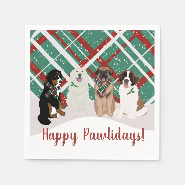 Bernese Leonberger Pyrenees St Bernard Weihnachten Serviette (Vorderseite)