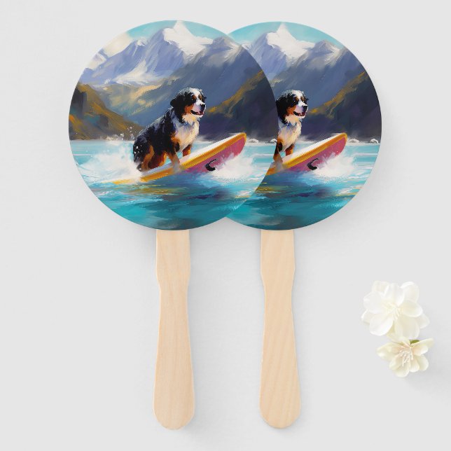 Bernese Mountain Beach Surf Malerei Fächer (Vorne und Hinten)