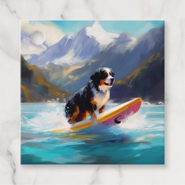 Bernese Mountain Beach Surf Malerei Geschenkanhänger (Vorderseite)