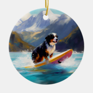 Bernese Mountain Beach Surf Malerei Keramik Ornament