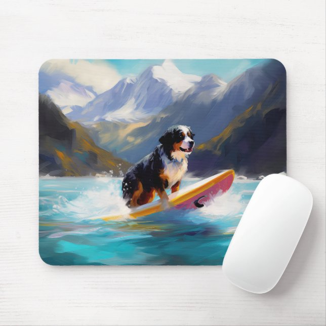 Bernese Mountain Beach Surf Malerei Mousepad (Mit Mouse)