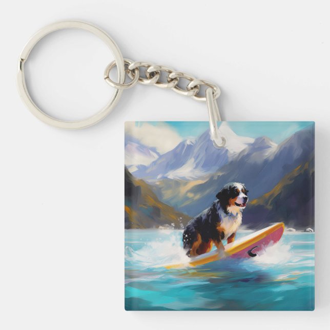 Bernese Mountain Beach Surf Malerei Schlüsselanhänger (Vorderseite)