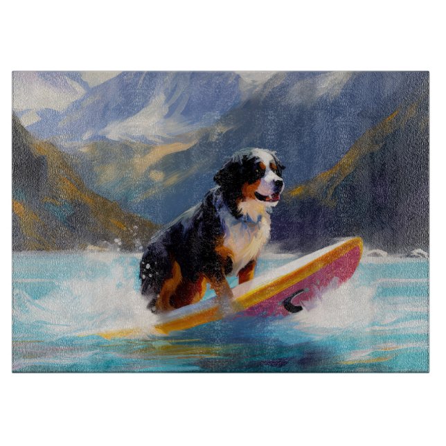 Bernese Mountain Beach Surf Malerei Schneidebrett (Vorderseite)