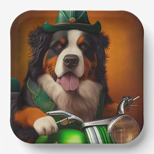 Bernese Mountain Bike St. Patrick's Day Pappteller (Vorderseite)