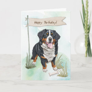 Bernese Mountain Breed Hund unter Geburtstagszeich Karte