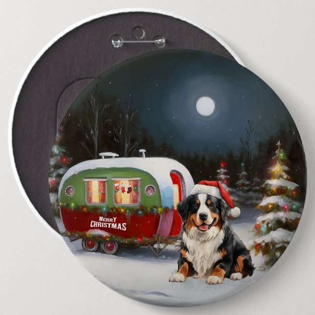 Bernese Mountain Caravan Weihnachtsabenteuer Button (Vorne & Hinten)