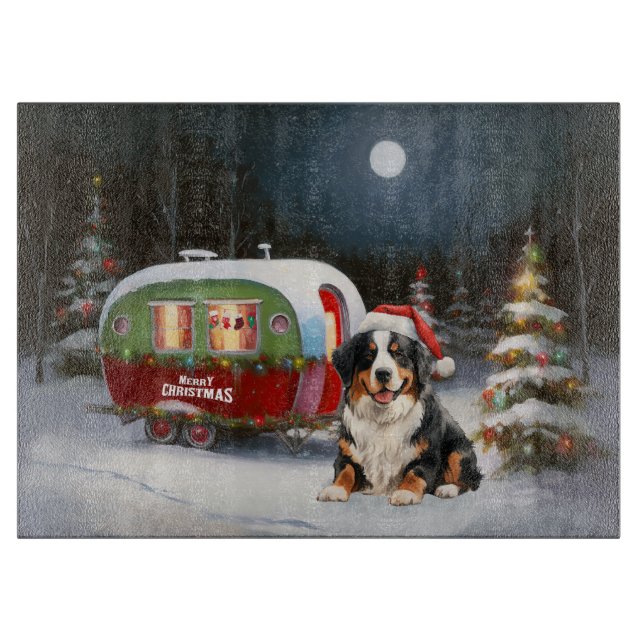 Bernese Mountain Caravan Weihnachtsabenteuer Schneidebrett (Vorderseite)
