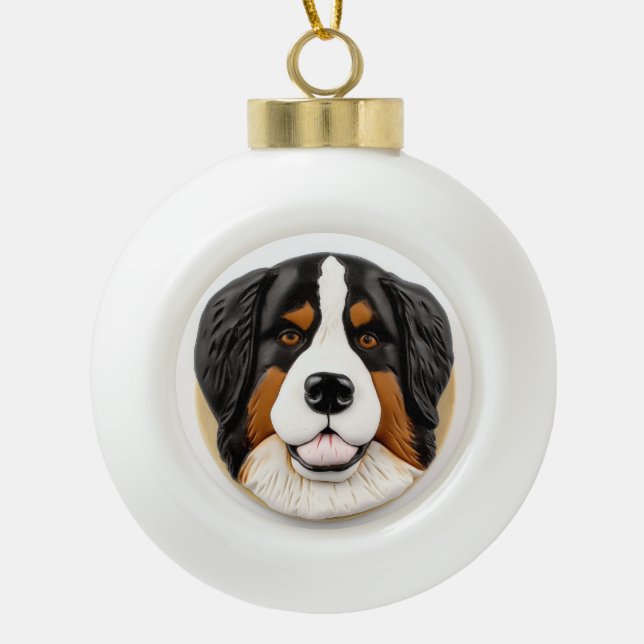 Bernese Mountain Dog 3D Inspiriert Keramik Kugel-Ornament (Vorderseite)