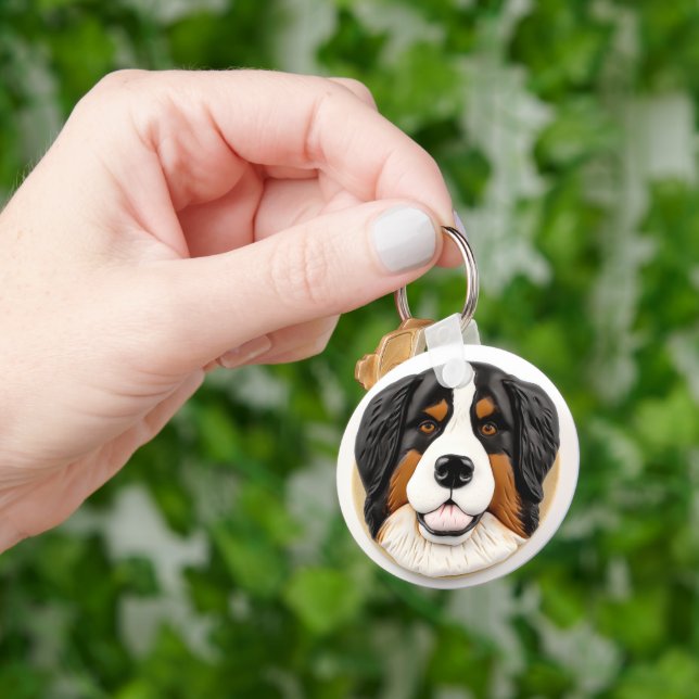 Bernese Mountain Dog 3D Inspiriert Schlüsselanhänger (Hand)