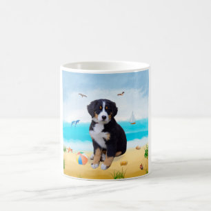 Bernese Mountain Dog am Strand Kaffeetasse