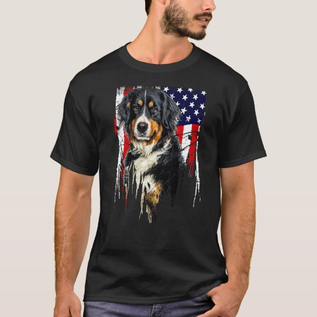 Bernese Mountain Dog American Flag USA Bernese Mou T-Shirt (Vorderseite)