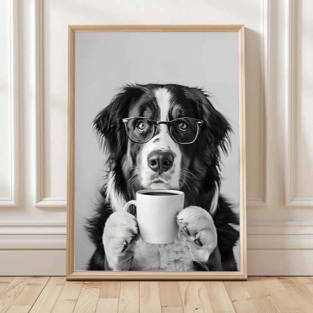 Bernese Mountain Dog and Coffee Wall Art, Black an Poster (Von Creator hochgeladen)