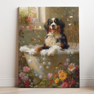 Bernese Mountain Dog Art Bernese in Bathtub Leinwanddruck