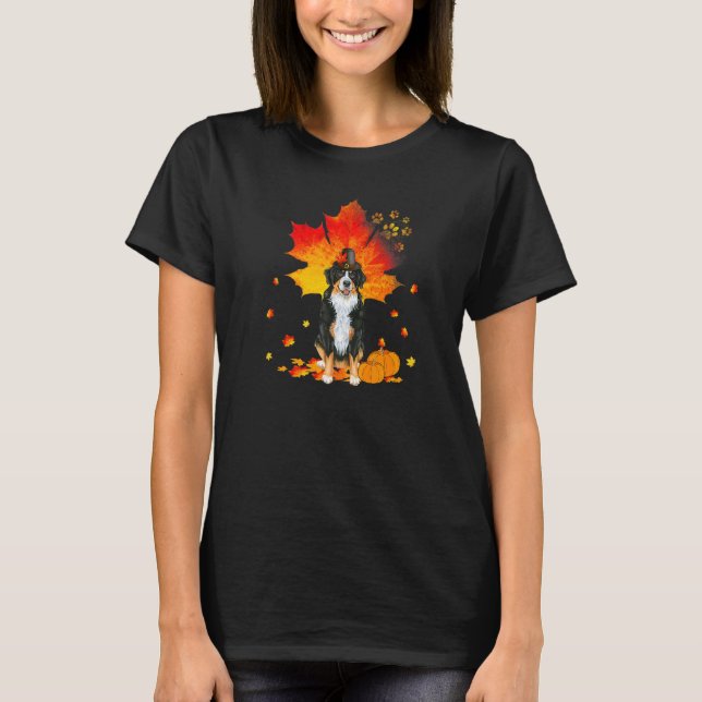 Bernese Mountain Dog Autumn Leaf Herbstlaub Pump T-Shirt (Vorderseite)