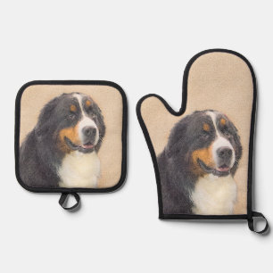 Bernese Mountain Dog Berner Malerei Niedlicher Hau Ofenhandschuh & Topflappen-Set