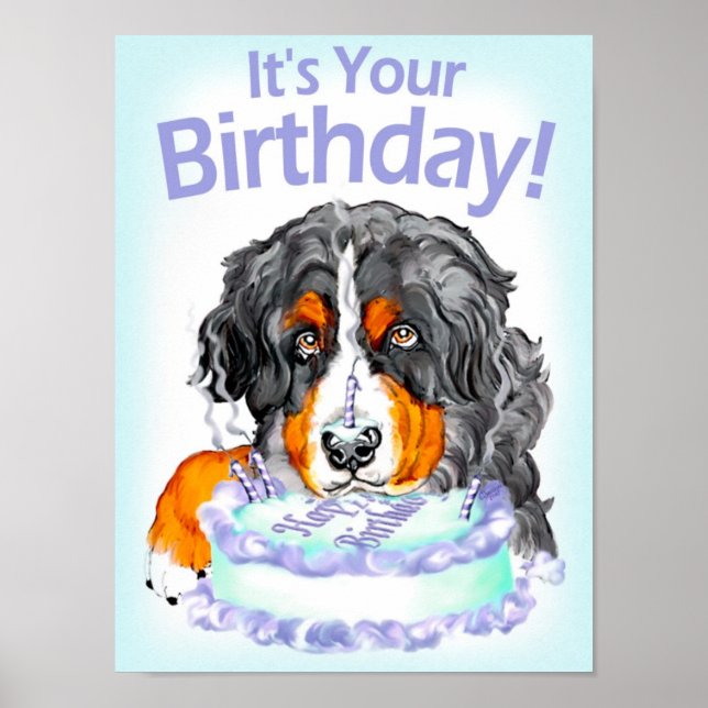 Bernese Mountain Dog Birthday Poster (Vorne)