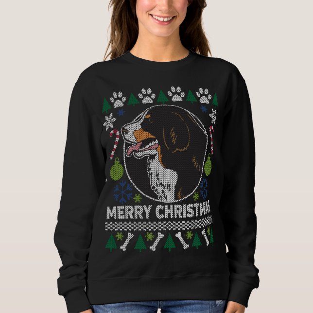 Bernese Mountain Dog Breed Ugly Weihnachtssüßer Sweatshirt (Vorderseite)