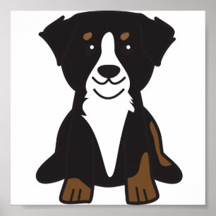 Bernese Mountain Dog Cartoon Poster