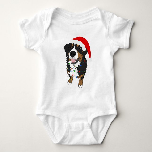 Bernese Mountain Dog Christmas Baby Strampler (Vorderseite)