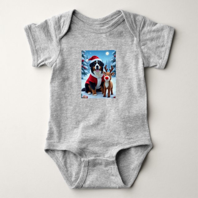 Bernese Mountain Dog Christmas Baby Strampler (Vorderseite)