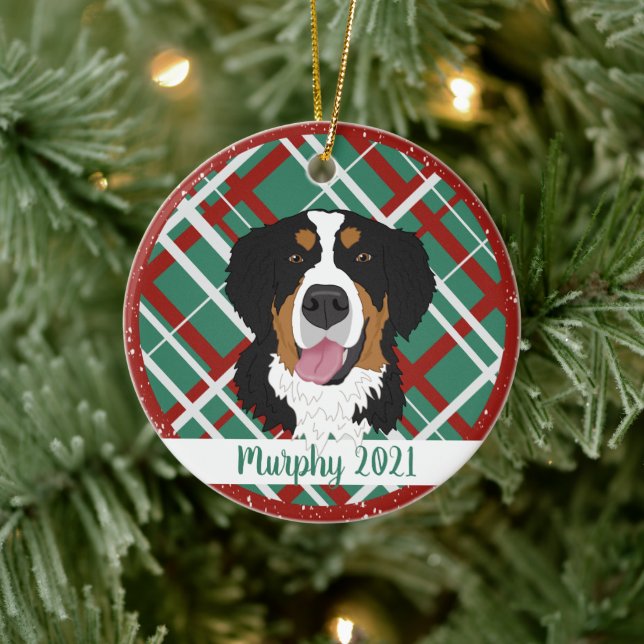 Bernese Mountain Dog Christmas Keramik Ornament (Baum)
