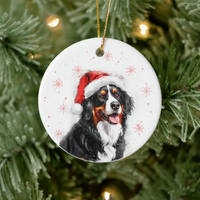 Bernese Mountain Dog Christmas Personalized Keramik Ornament (Baum)