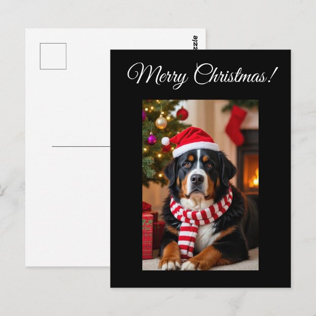 Bernese Mountain Dog Christmas Postkarte (Vorne/Hinten)