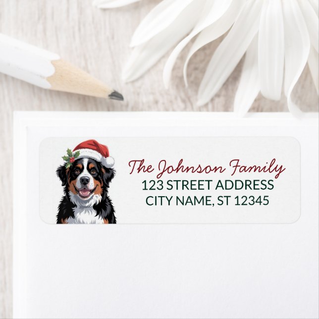 Bernese Mountain Dog Christmas Return Address      (Insitu)