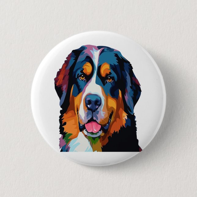Bernese Mountain Dog Colorful Button (Vorderseite)