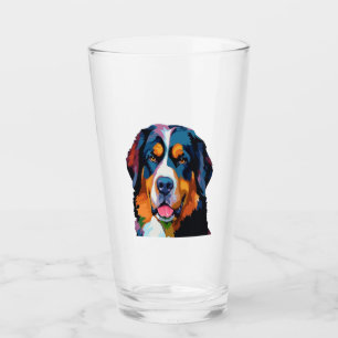 Bernese Mountain Dog Colorful Glas