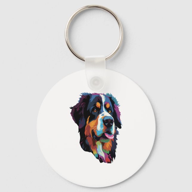 Bernese Mountain Dog Colorful Schlüsselanhänger (Vorderseite)