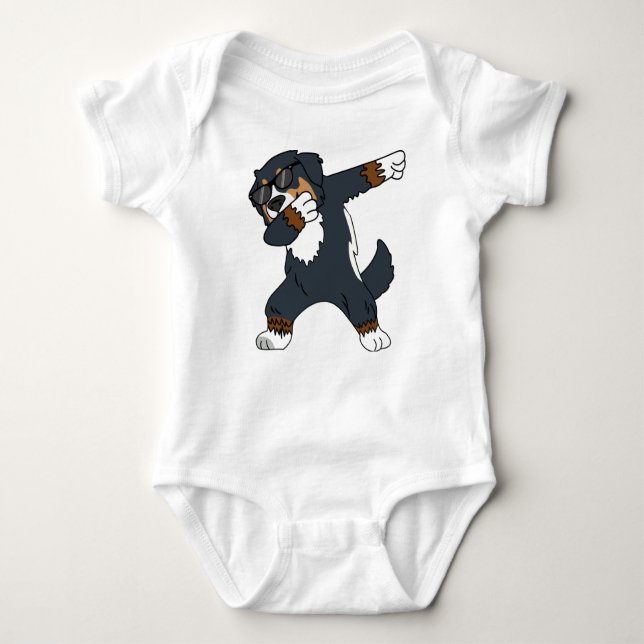 Bernese Mountain Dog Dabbing Dancing Funny Gift Baby Strampler (Vorderseite)