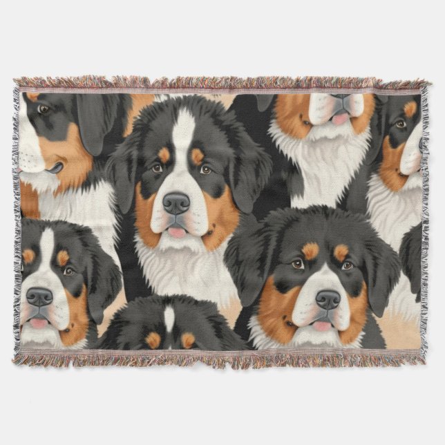 Bernese Mountain Dog Decorative Nahtloses Muster Decke (Vorderseite)
