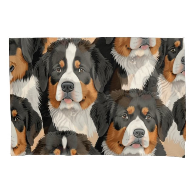 Bernese Mountain Dog Decorative Nahtloses Muster Kissenbezug (Vorderseite)