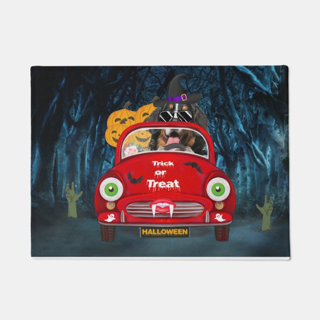 Bernese Mountain Dog Driving Car Beängstigend Hall Fußmatte (Vorderseite)