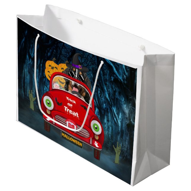 Bernese Mountain Dog Driving Car Beängstigend Hall Große Geschenktüte (Vorderseite Schrägansicht)