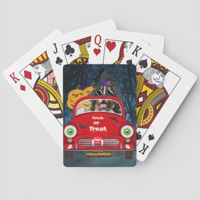 Bernese Mountain Dog Driving Car Beängstigend Hall Spielkarten (Rückseite)