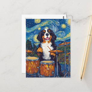 Bernese Mountain Dog Drummer Postkarte