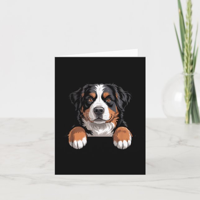 Bernese Mountain Dog Funny Peeking Cket Berner Pup Karte (Vorderseite)